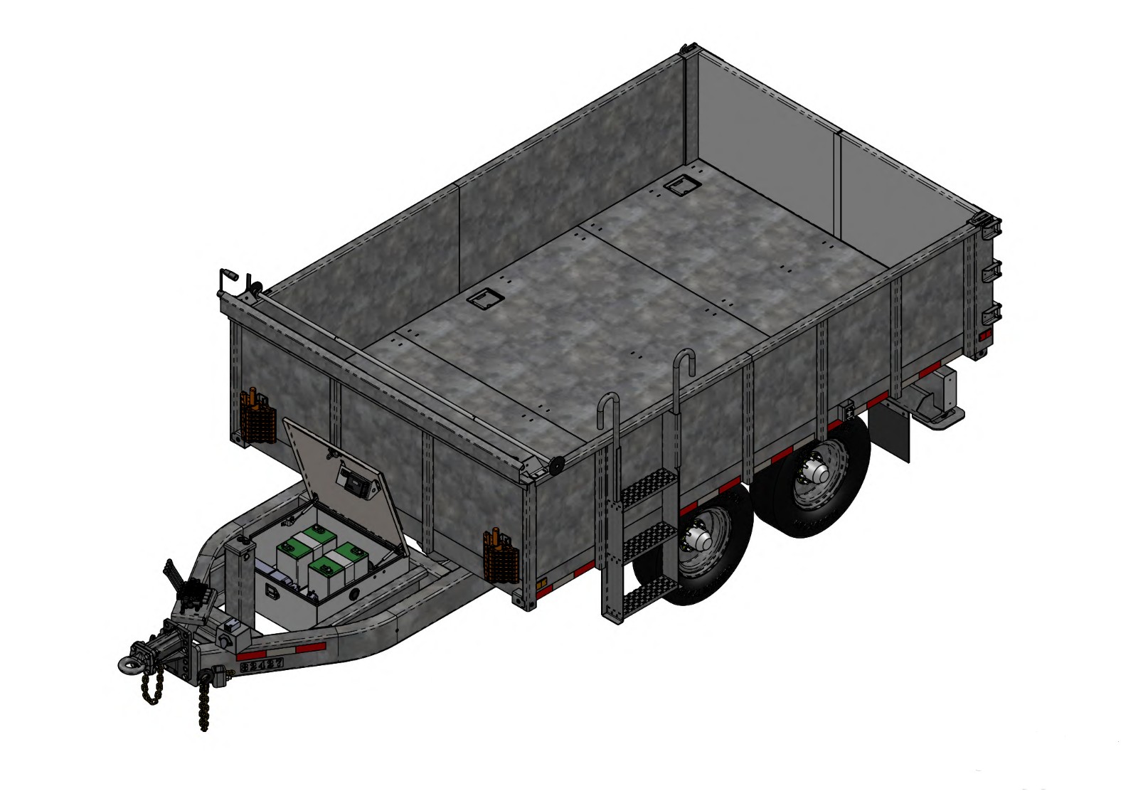 Rendering of a Model 1599-DTO Deck-Over Dump Trailer.